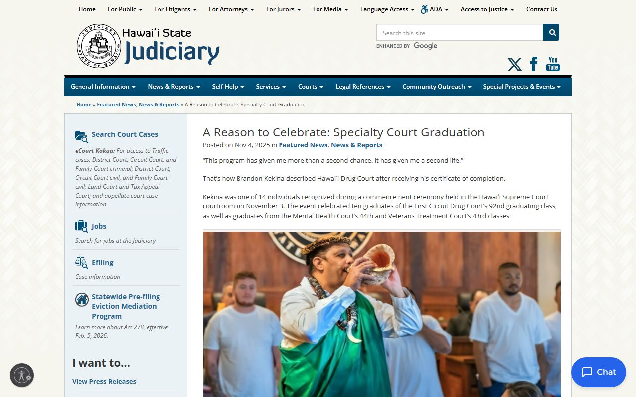 Honolulu County Clerk of Court specialty court news