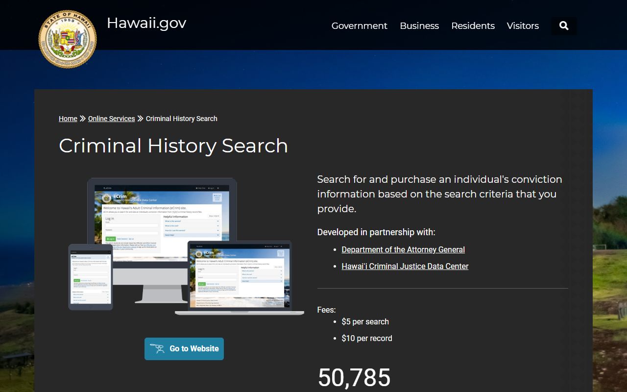 Honolulu County criminal records eCrim service