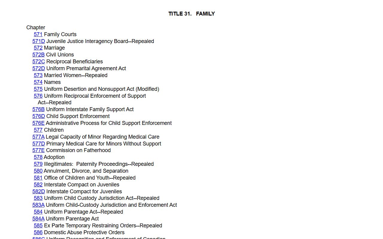 Honolulu County Family Court statute page